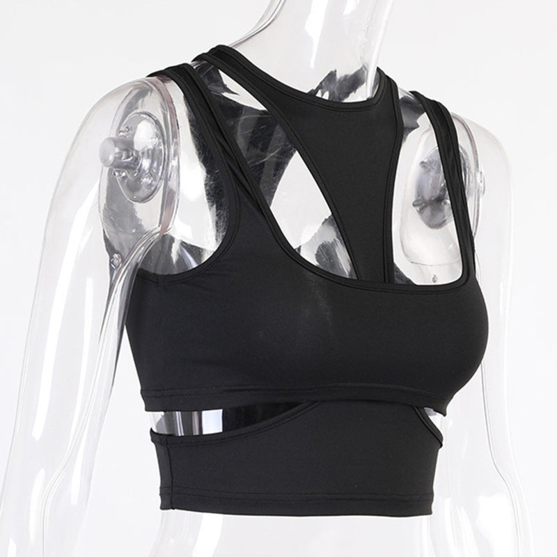 Hollow-Out Cut-Out Sling Cross Tank-Top
