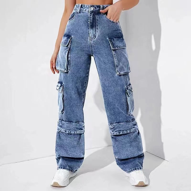 Flap-Pockets High-Waist Denim Jeans