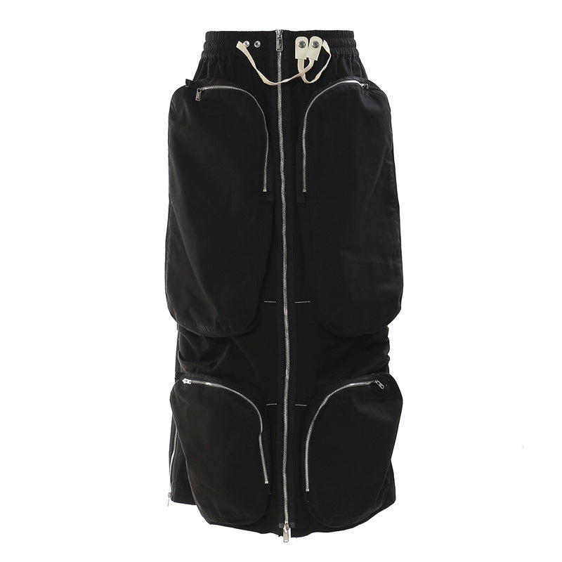 Pockets & Zippers Mid-Length Workwear Skirt