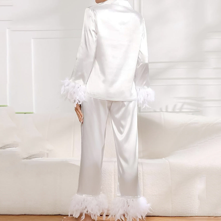 Solid Color Feathers Pajamas Set