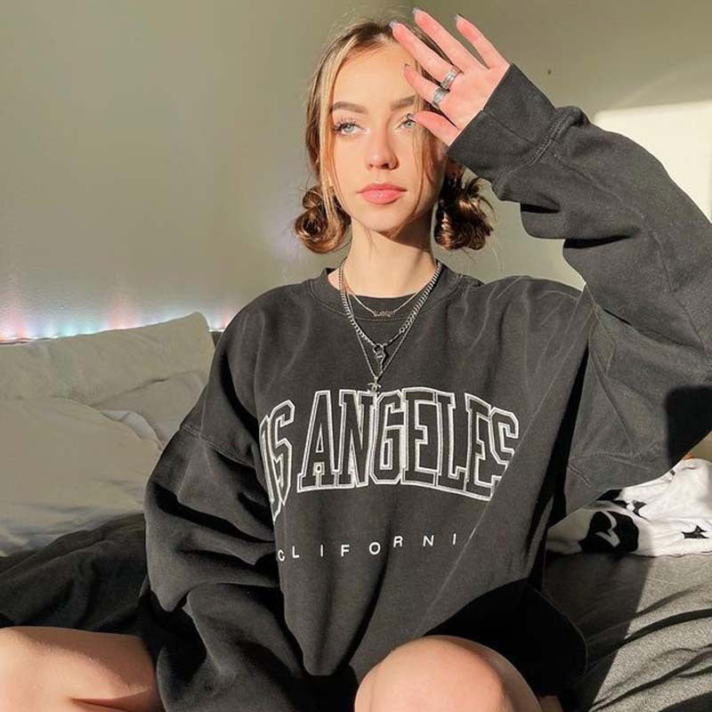 Sweater Comfy - Graphic Printed Fleece Round Neck Loose Long Sleeves Sweater (7517819961432)