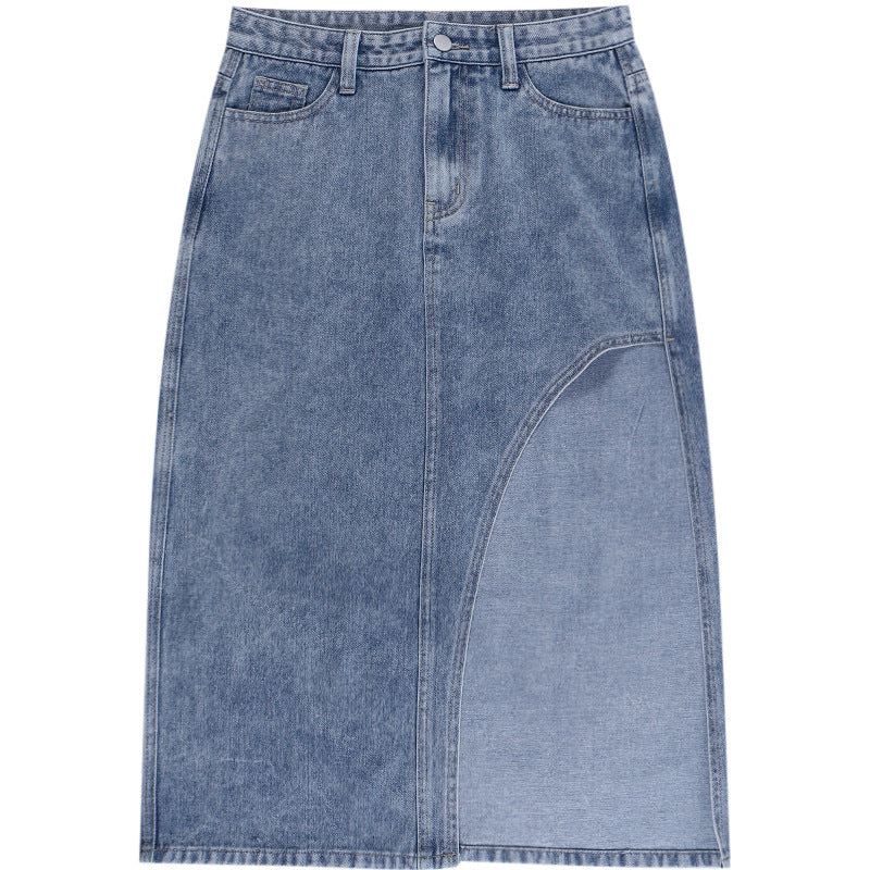 Slim Fit Side Slit Denim Skirt (7524821172312)