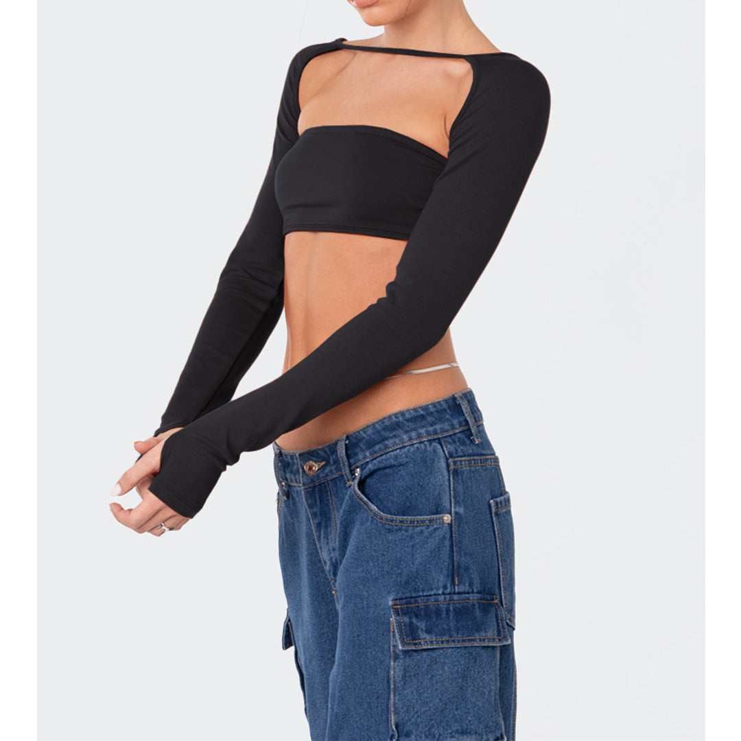 Backless Lace-Up Tube Top Finger Fit Design - Two-Piece Set Top (7518483972184)