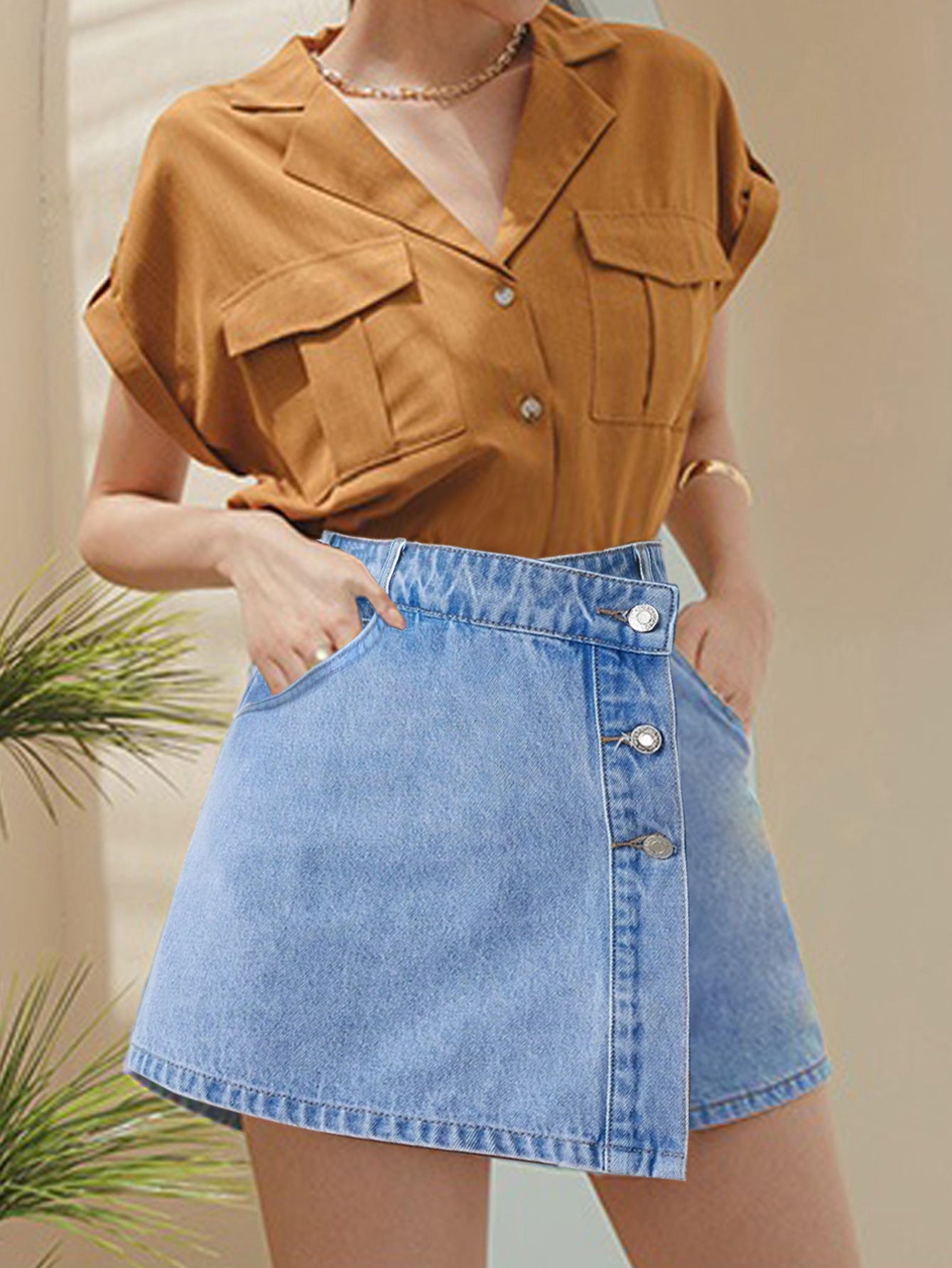 Skort Stuff - Asymmetrical Denim Skort-Skirt (7519213387864)