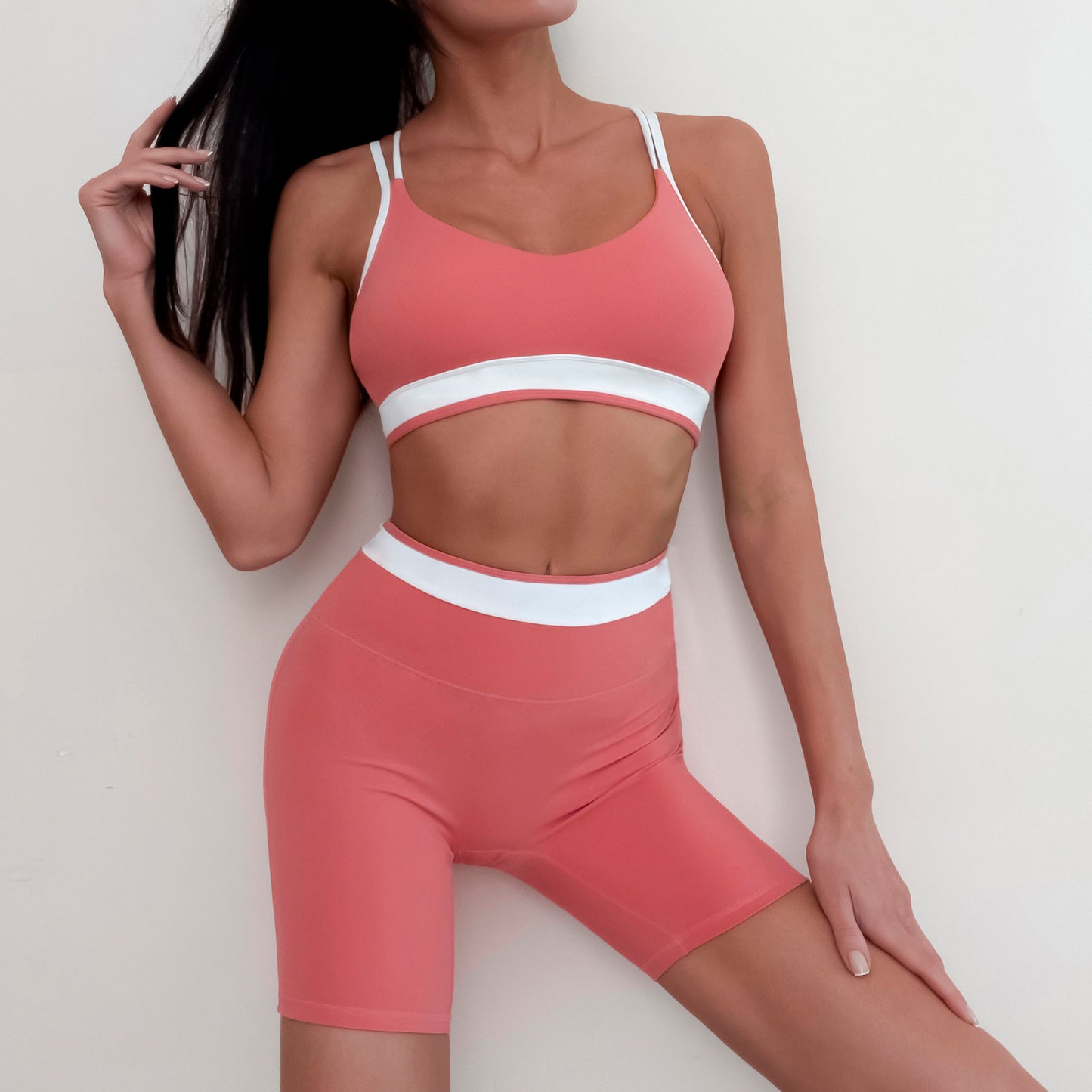 Crossy-Back - Contrast Color Sleeveless Yoga Set (7520694730840)