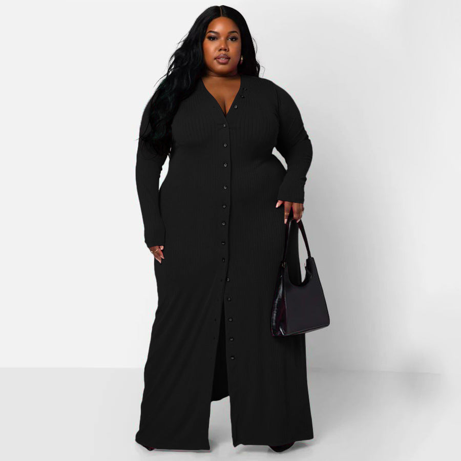 Plus-Size Stripe Split Dress