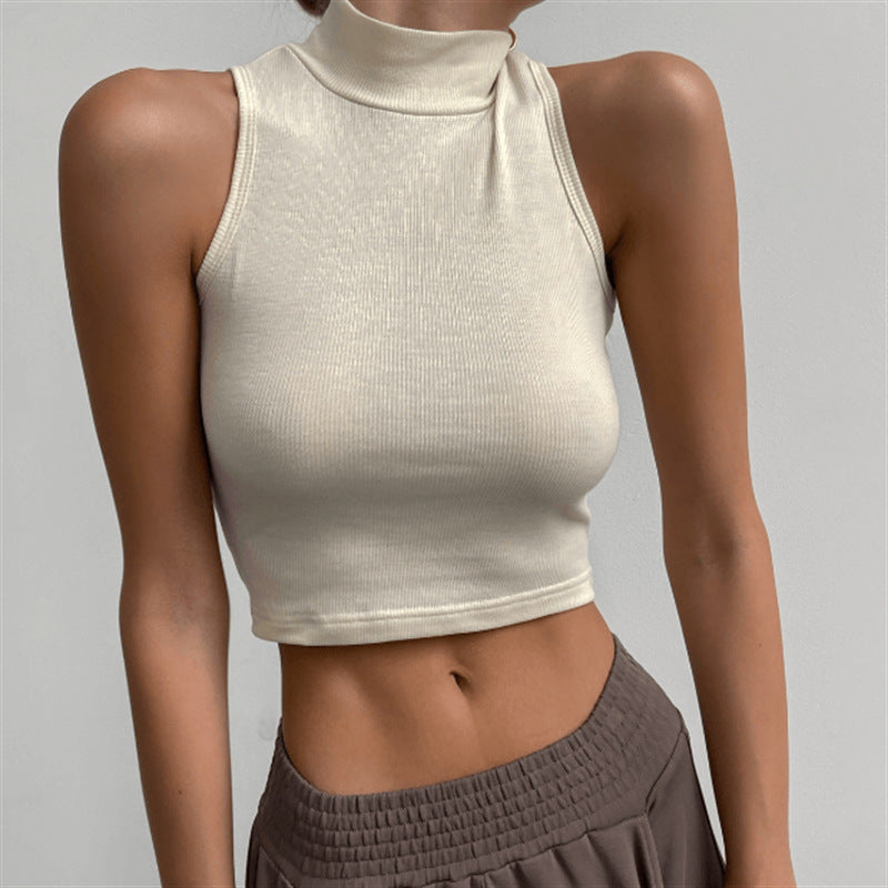Two-Piece Inner-Half Solid Color Long Sleeves Vest Top