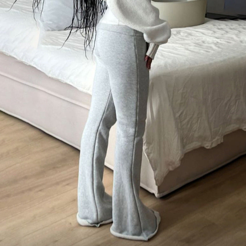 Solid Color Low-Waist Wide Leg Flared Pants (7524821008472)