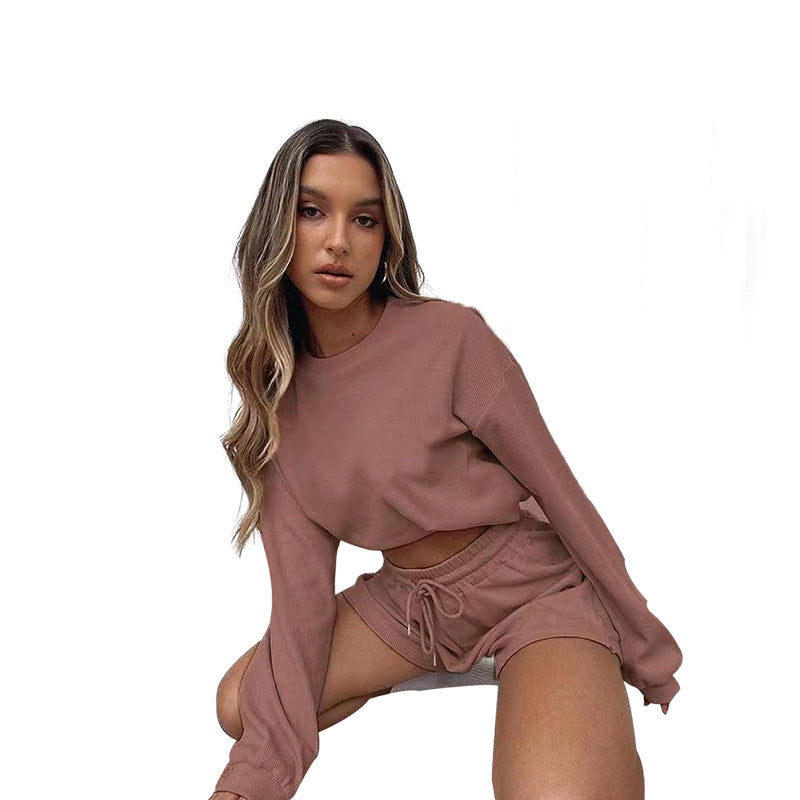 Solid Color Loose-Fitting - Long Sleeves Sweatshirt Set (7517823664216)