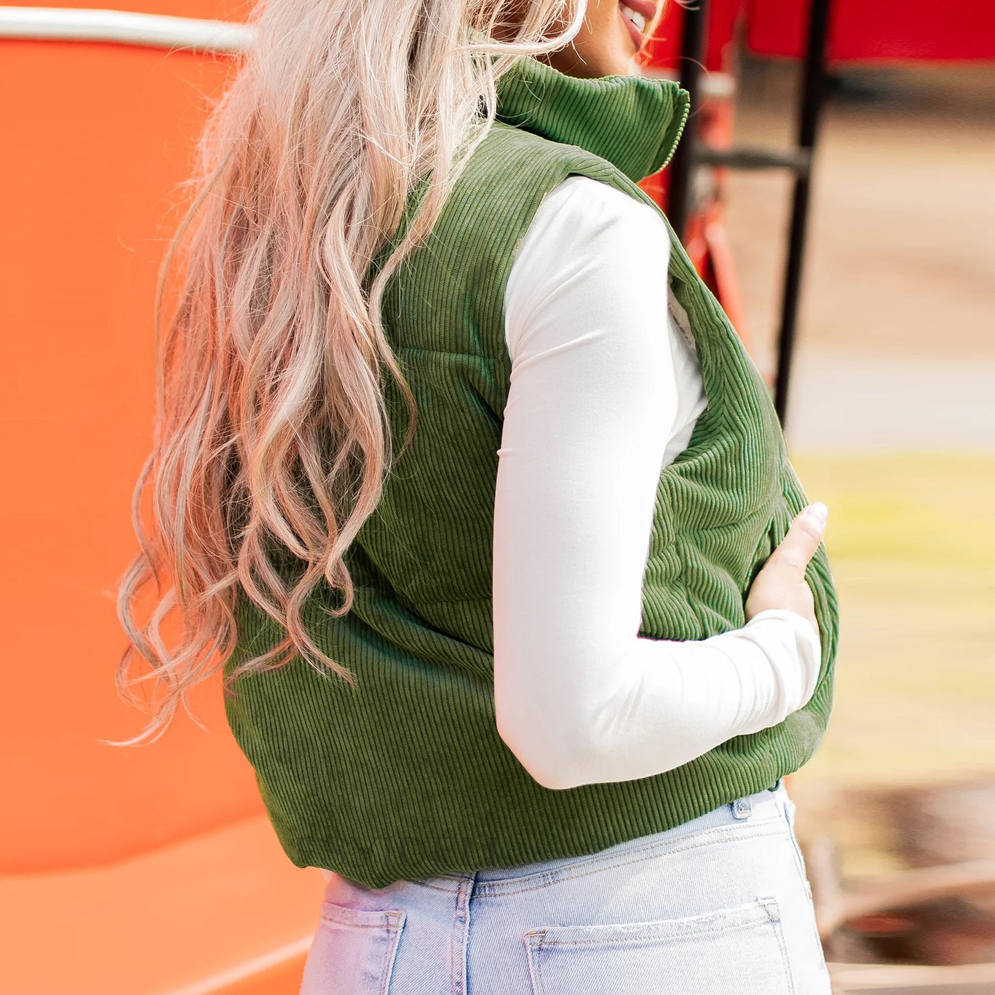 Solid Color Padded Vest Coat