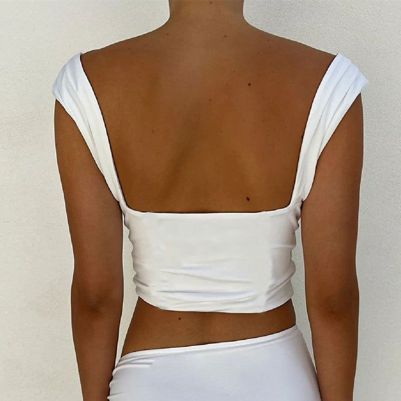 Swing Collar Drawstrings Blouse