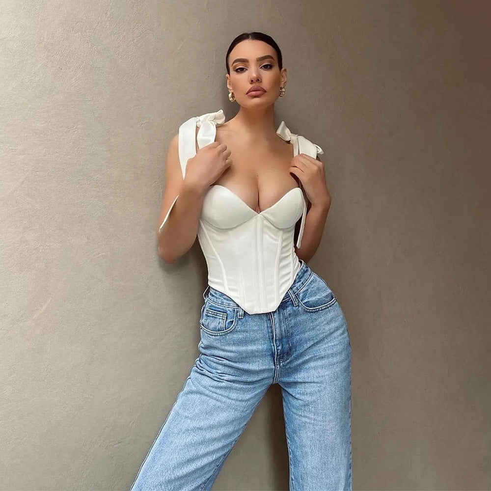 Bow-Boning Corset Camisole Crop-Top