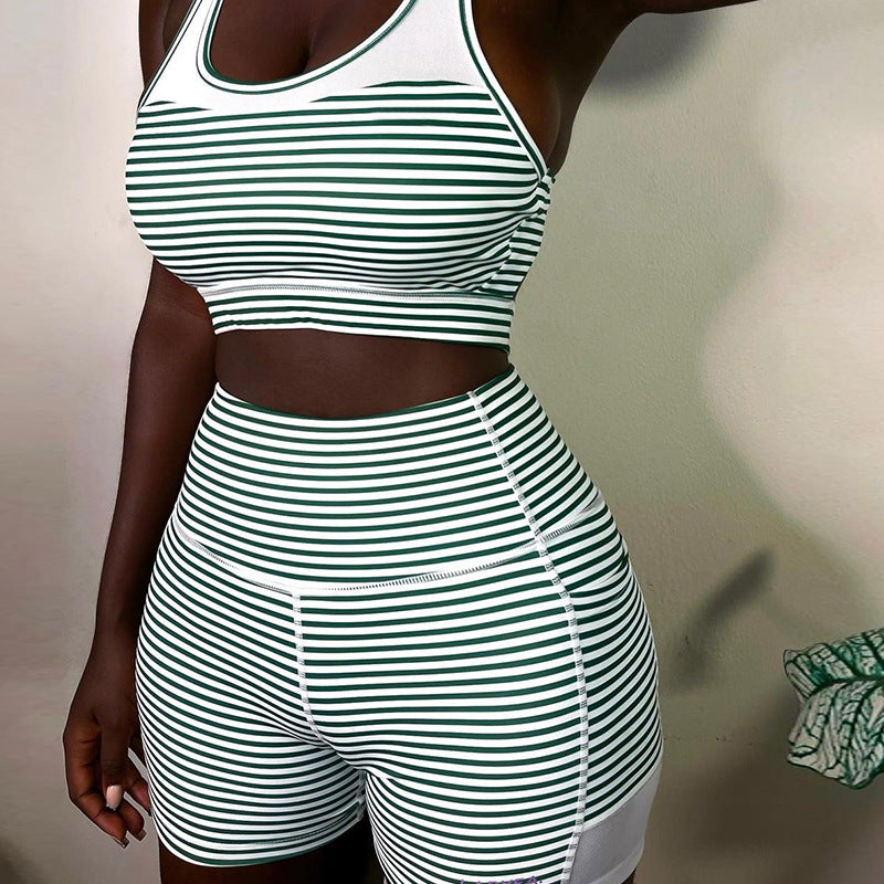 Striped Printed Shorts & Top - Two-Piece Set (7516868378712)