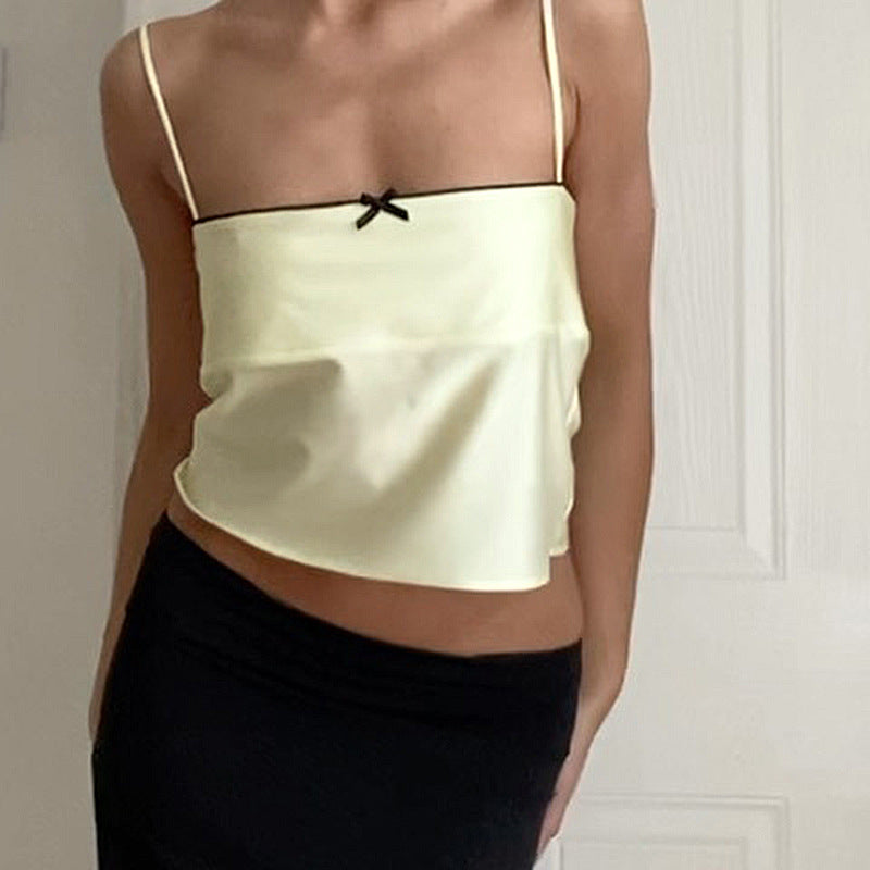 Lace Bow Satin Top