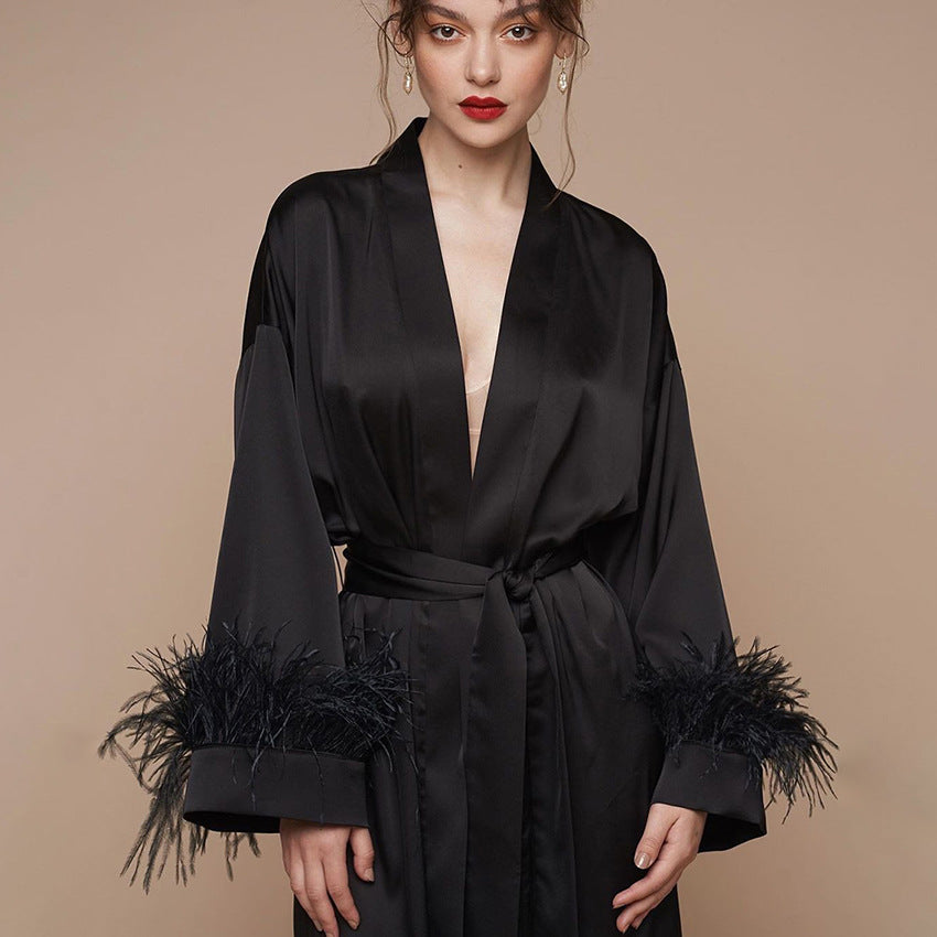 Ostrich Feather Cardigan Nightgown