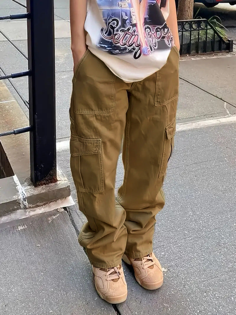 Retro Pockets High-Waist Denim Pants