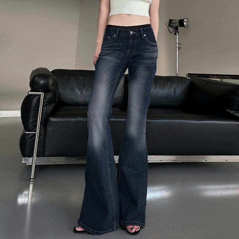 Gradient White Low-Waist Bootcut Slim-Fit Denim Jeans