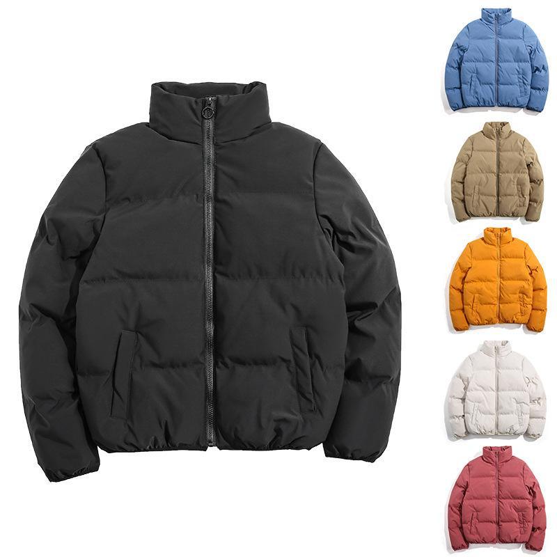 Plus Size Solid Color Cotton Stand-Up Collar Jacket