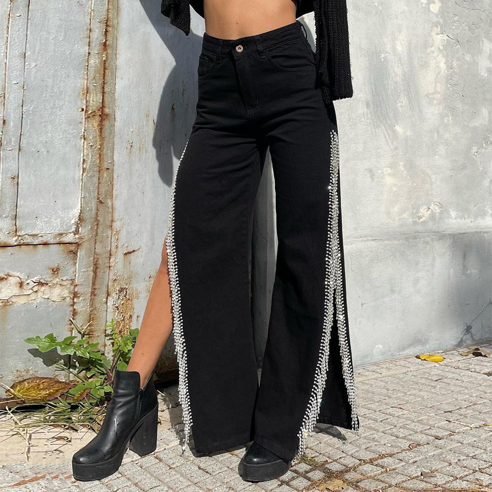 Hollow-Out Cut-Out Denim Jeans