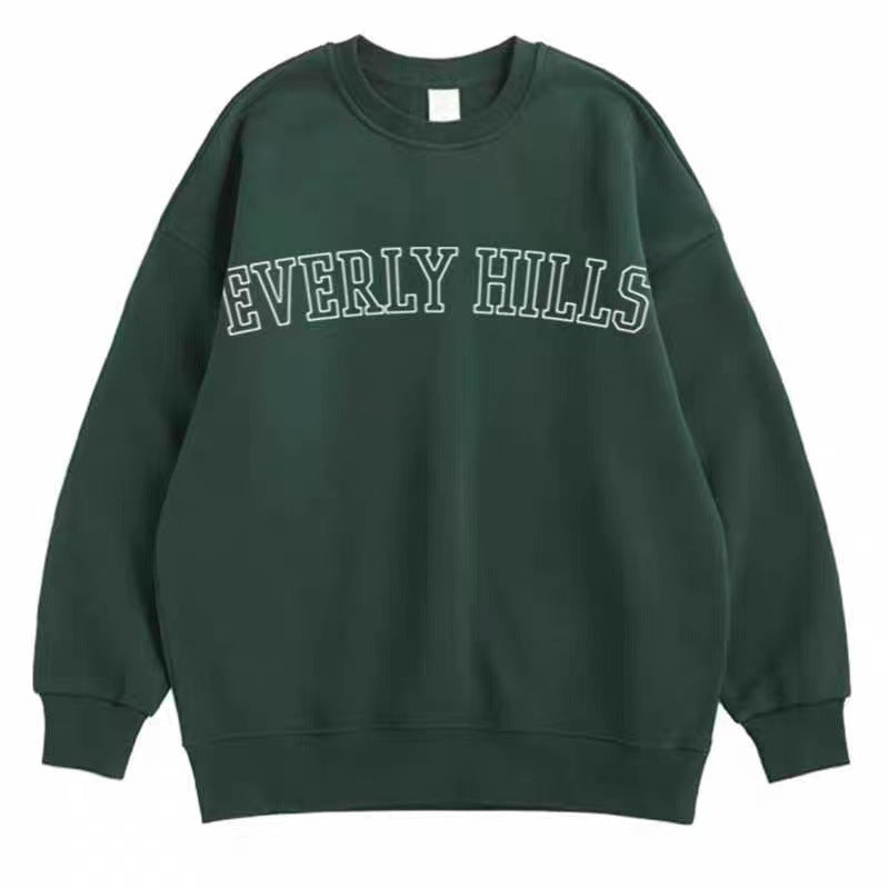 BEVERLY HILLS Retro Dark Green Long Sleeves Sweater (7517819732056)