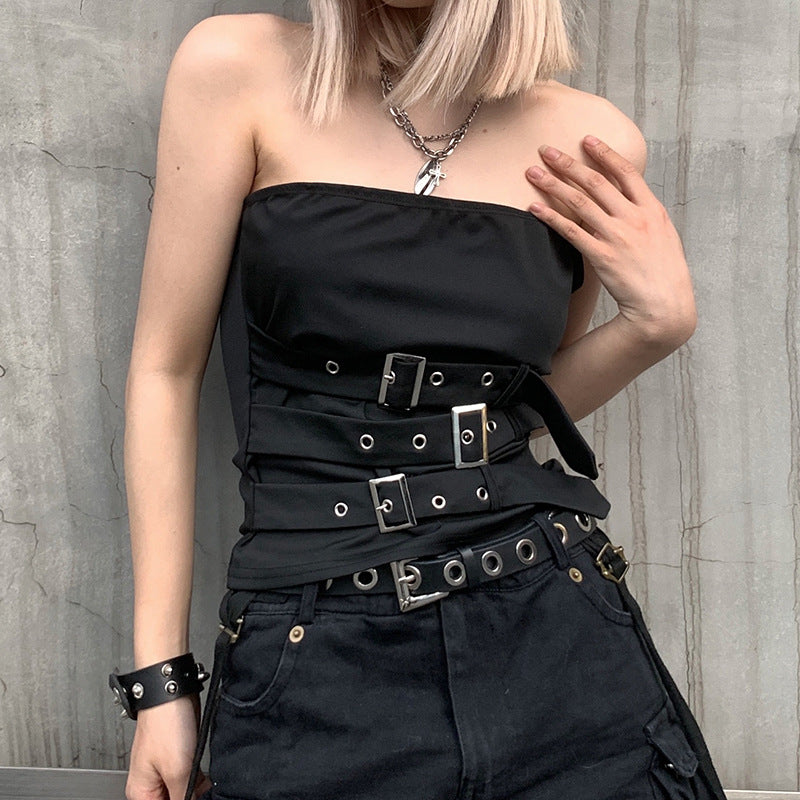 Multiple-Straps Metal Adjustment Buckles Off-The-Shoulder Tube-Top (7517921280088)