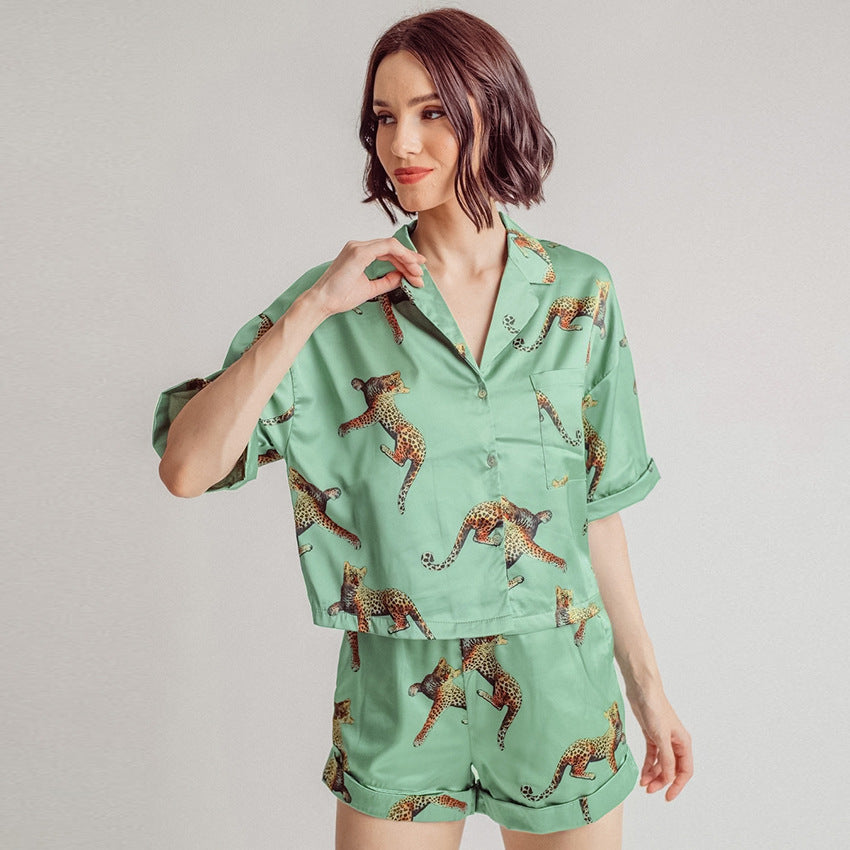 Printed Short Sleeves Pajamas Two-Piece Set