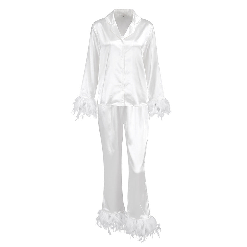 Solid Color Feathers Pajamas Set