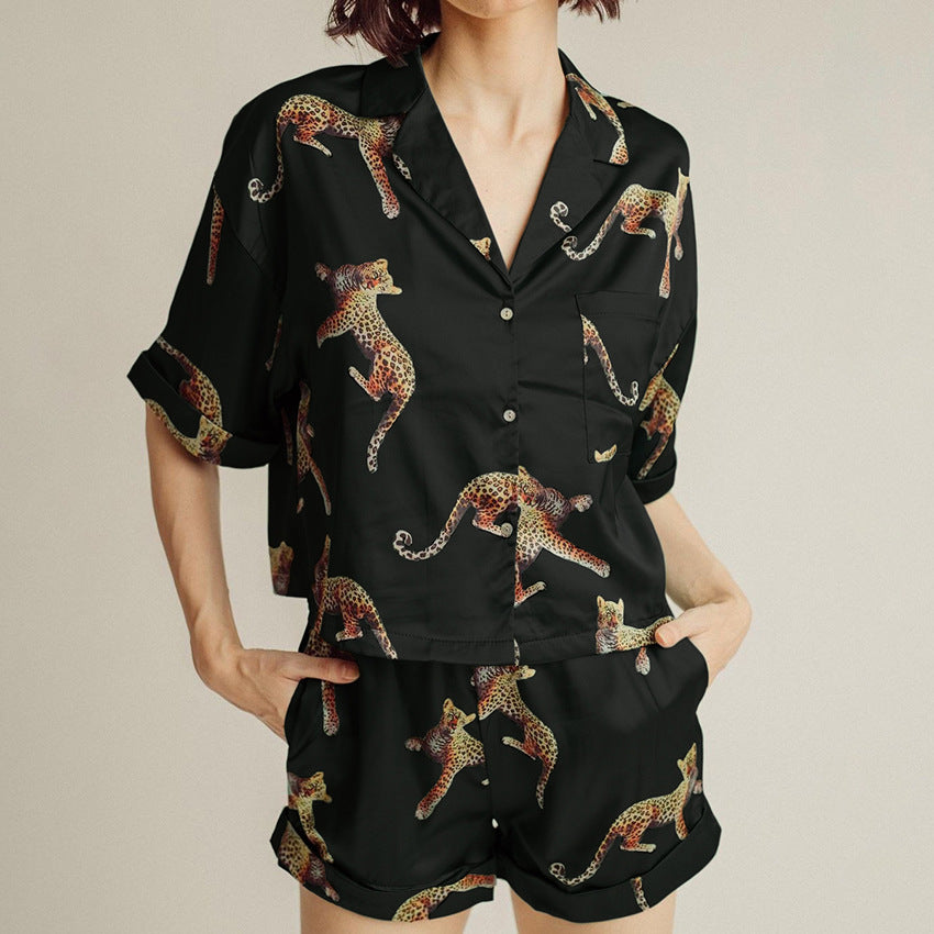 Printed Short Sleeves Pajamas Two-Piece Set