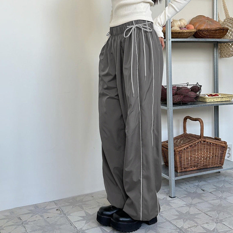 Bow-Line Stitching Woven Pants