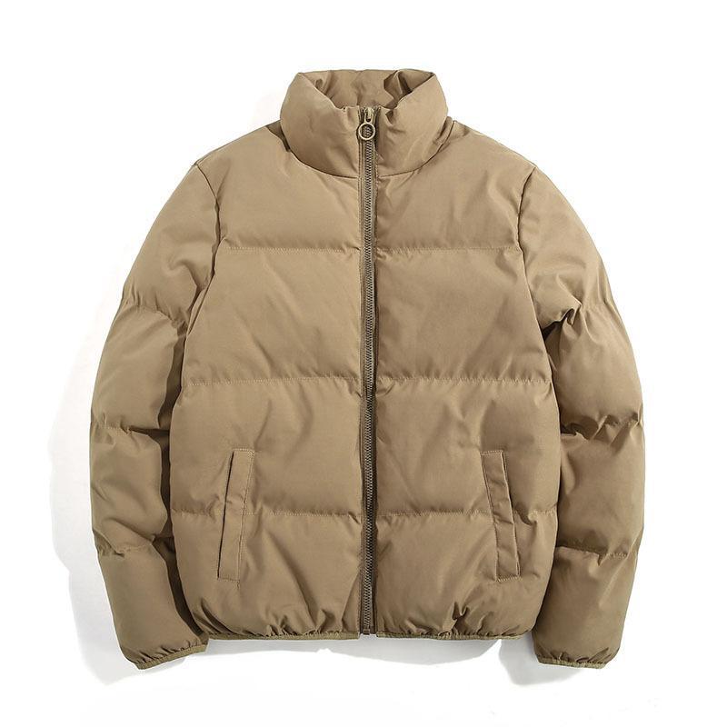 Plus Size Solid Color Cotton Stand-Up Collar Jacket