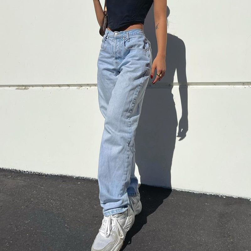 Printed Straight Leg Butterfly-Bow-Knot Denim Jeans (7524741218392)