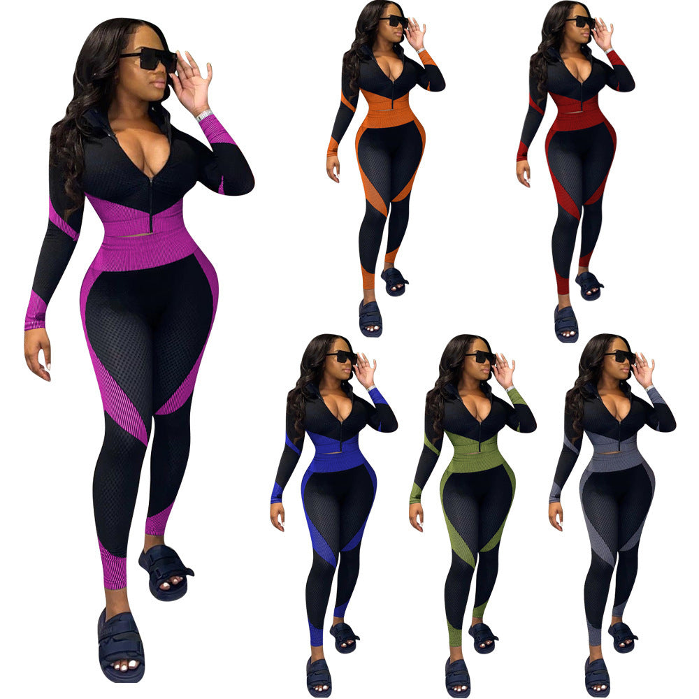 Plus-Size Positioning-Printing Casual Slim-Fit Sportswear Set (7516854747224)