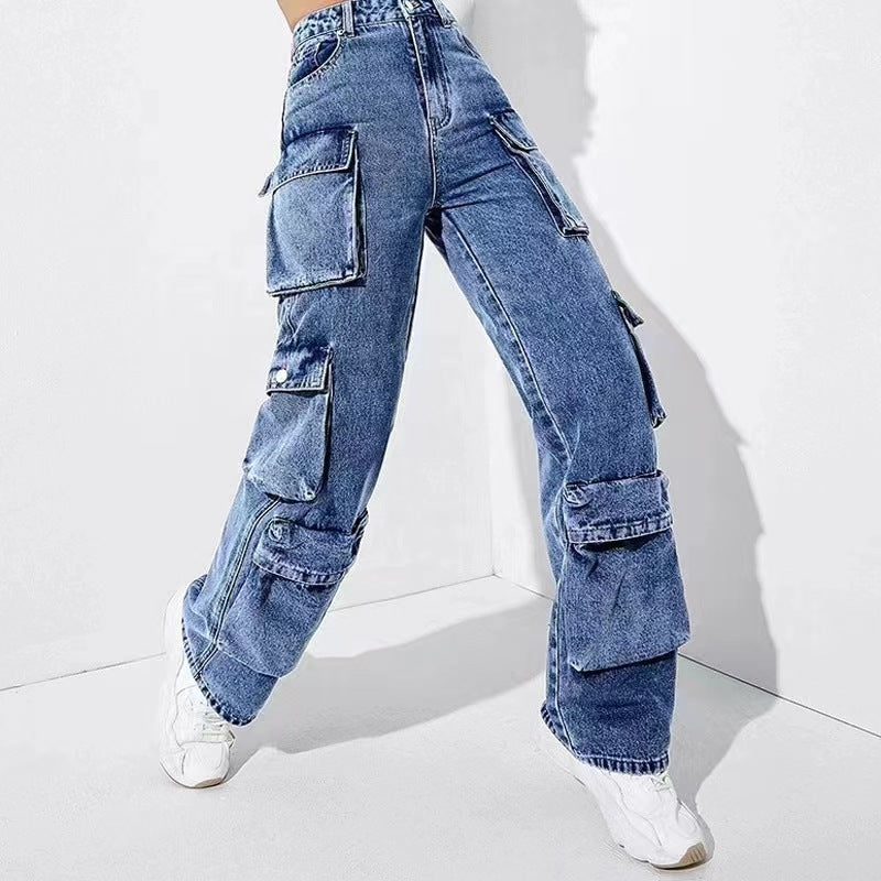Flap-Pockets High-Waist Denim Jeans