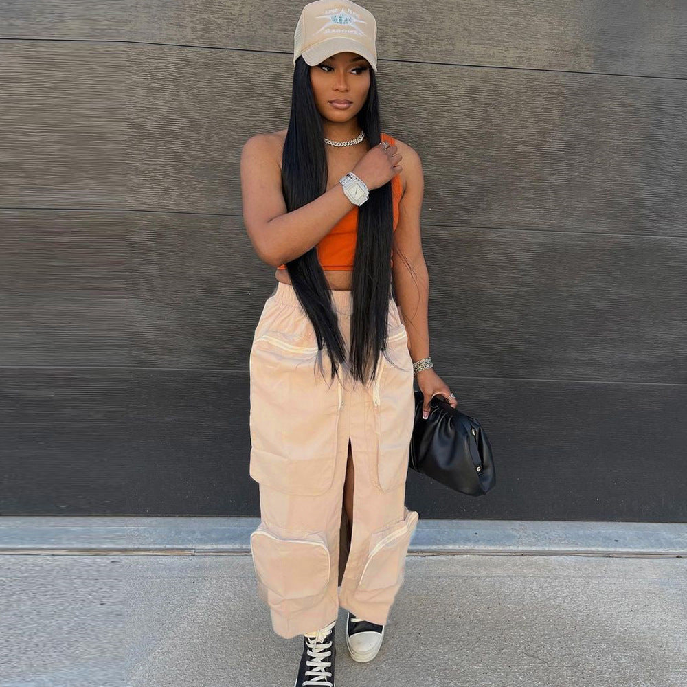 Multi-Pocket Outdoor Slit Skirt