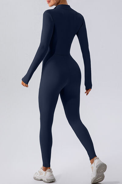Mock Neck Half-Zip Romper Leotard