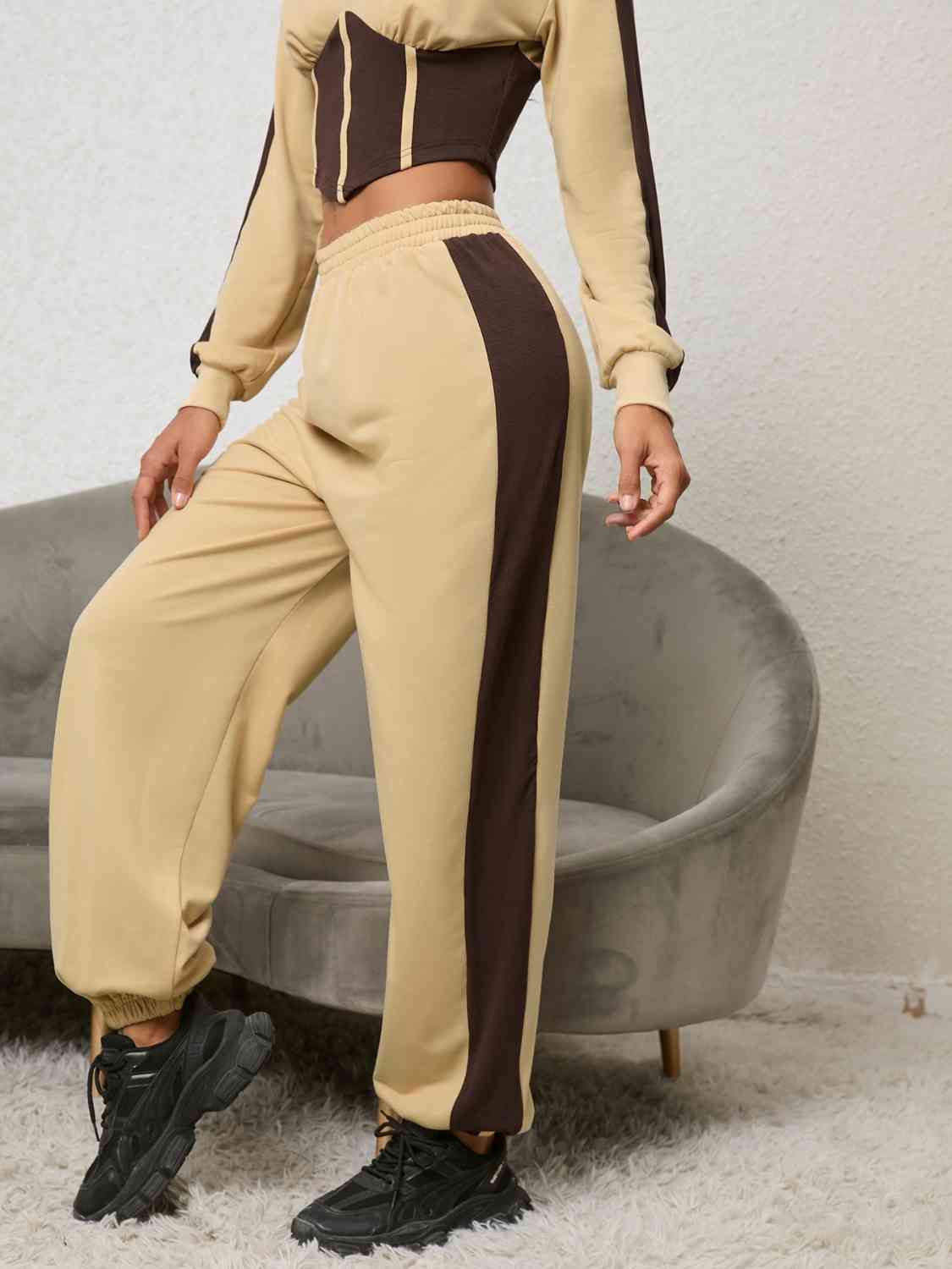 Tan & Tan - Contrast Sweatshirt and Sweatpants Set (7484246032472)