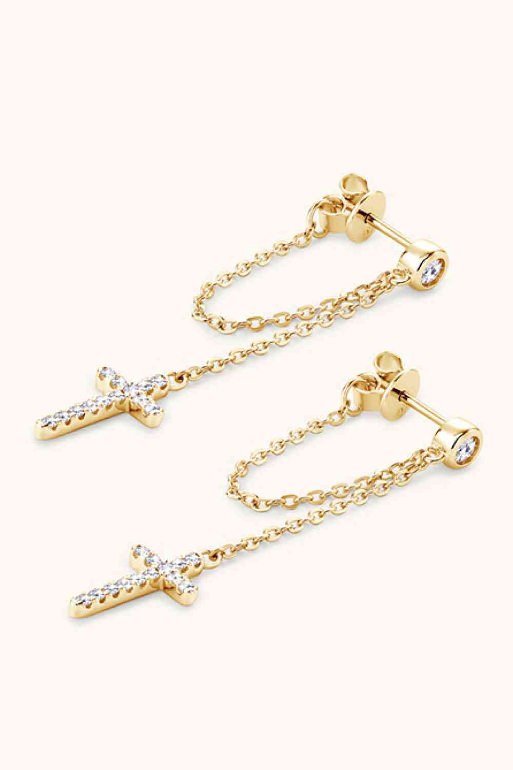Moissanite 925 Sterling Silver Cross Earrings (7499301486680)