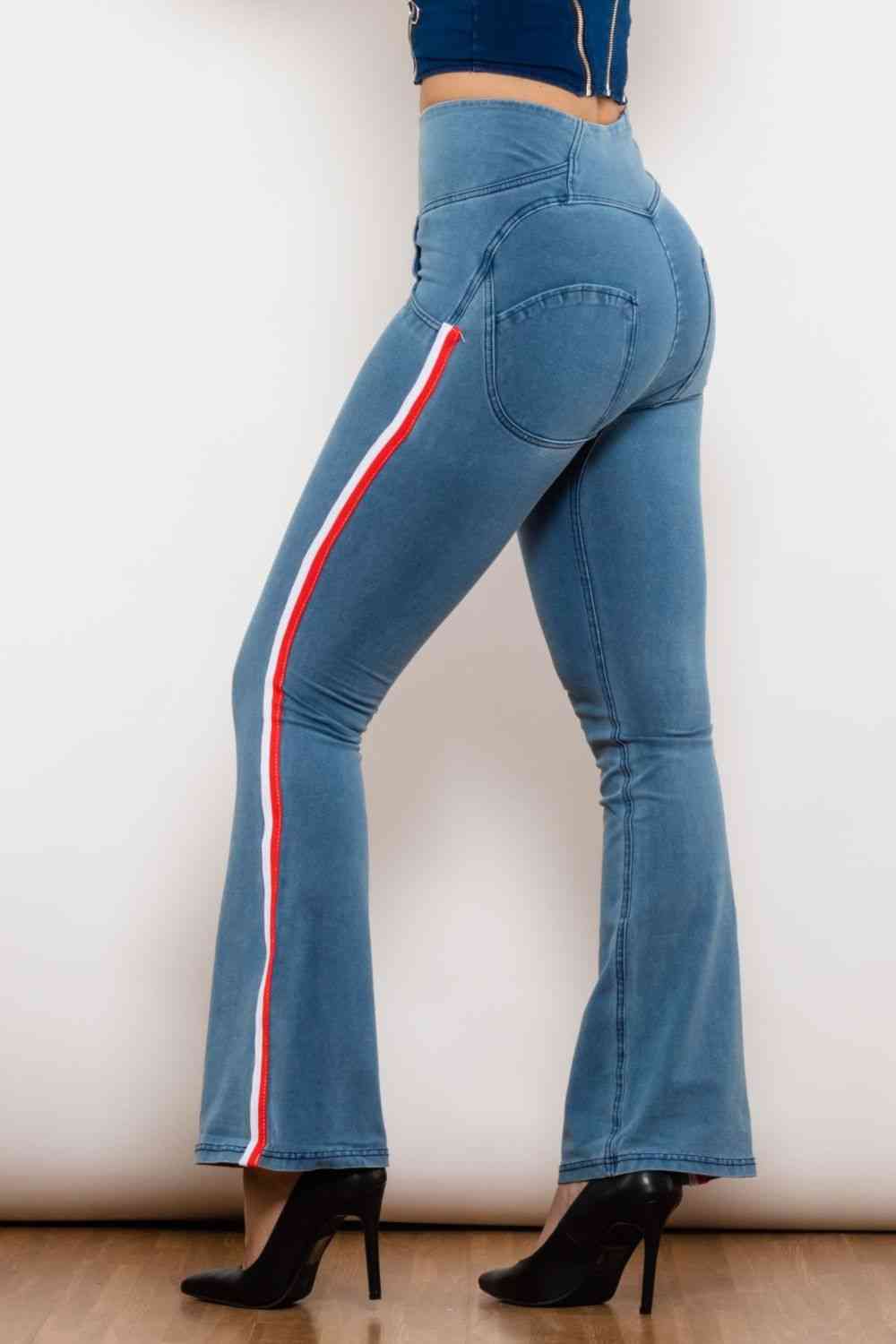 Apple/Mac - Side Stripe Zip Closure Bootcut Jeans (7486624890968)