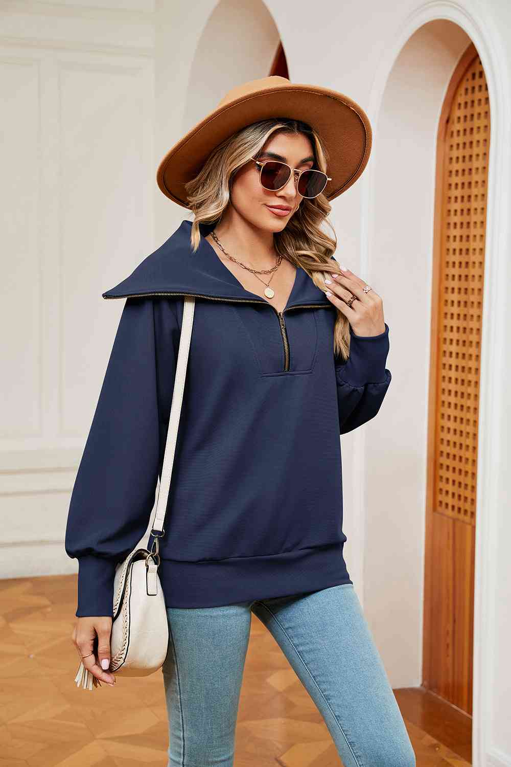 Collared - Half-Zip Collared Sweatshirt (7501332250712)