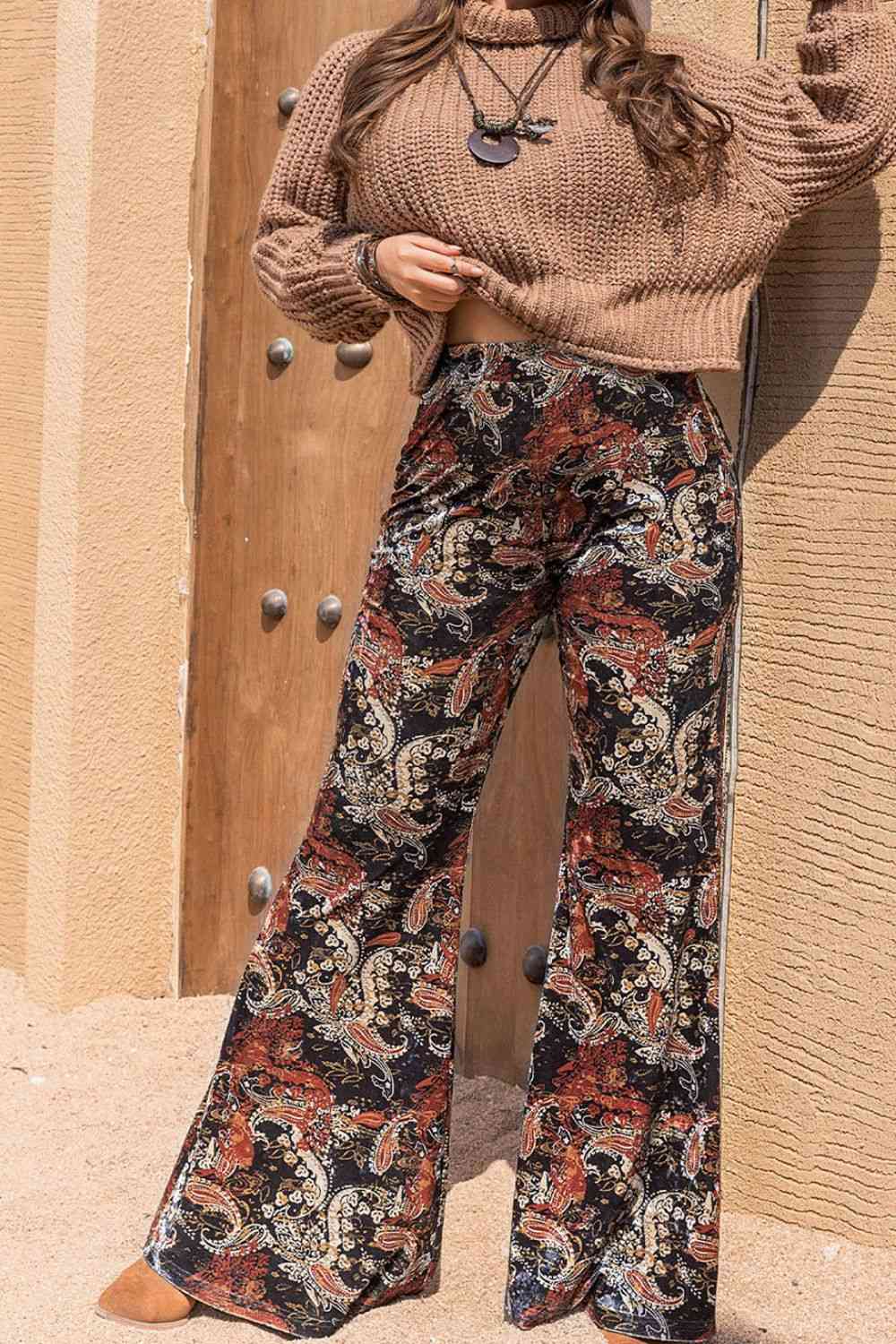 Plus-Size Printed Wide Leg Maxi Pants (7484758261848)