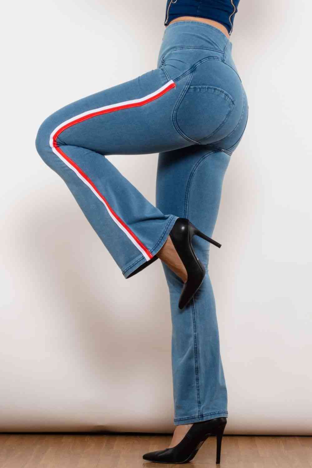 Apple/Mac - Side Stripe Zip Closure Bootcut Jeans (7486624890968)