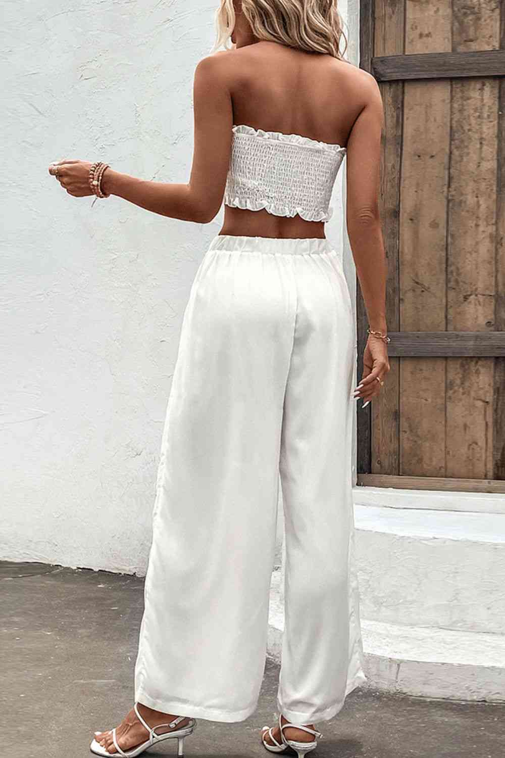 Smocked Tube Top & Wide Leg Pants - Set (7501464862808)