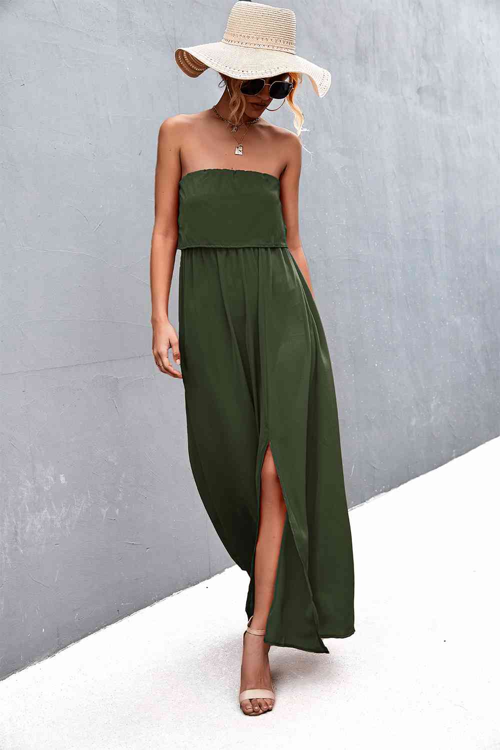 Strapless Split Maxi Dress (7515563982936)