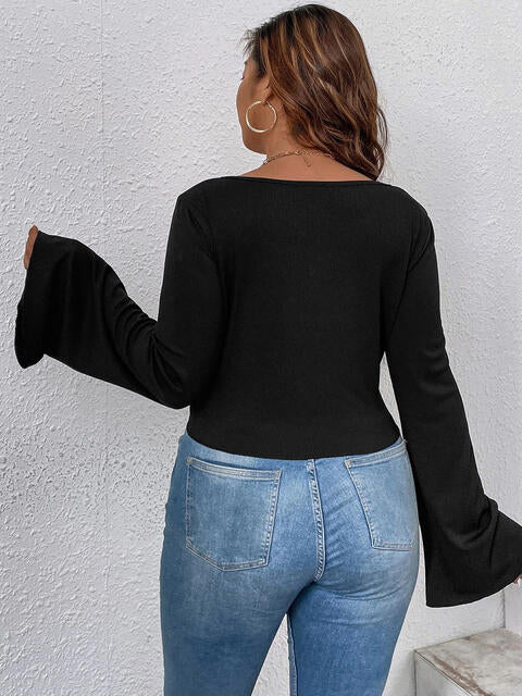 Plunge Flare Sleeve Top (7484730343512)