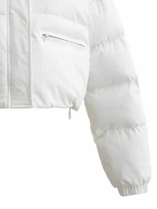 Snap & Zip - Closure Drawstrings Cropped Winter Coat (7484290072664)