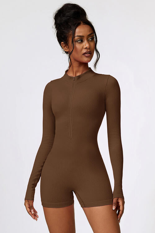 Romper Active - Half-Zip Long Sleeve Active Romper (7484684501080)