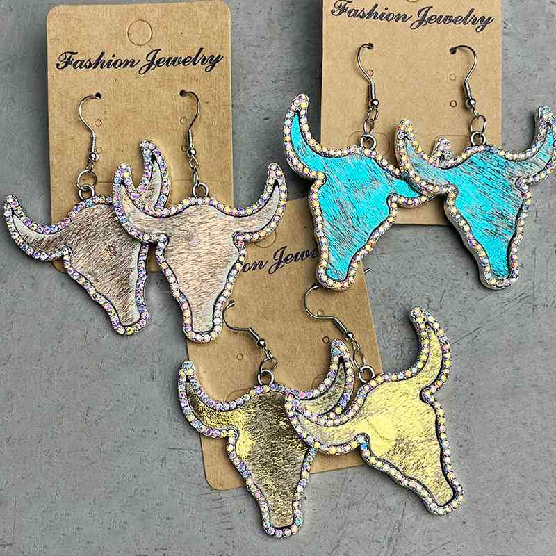 Rhinestone Bull Earrings (7499303256152)
