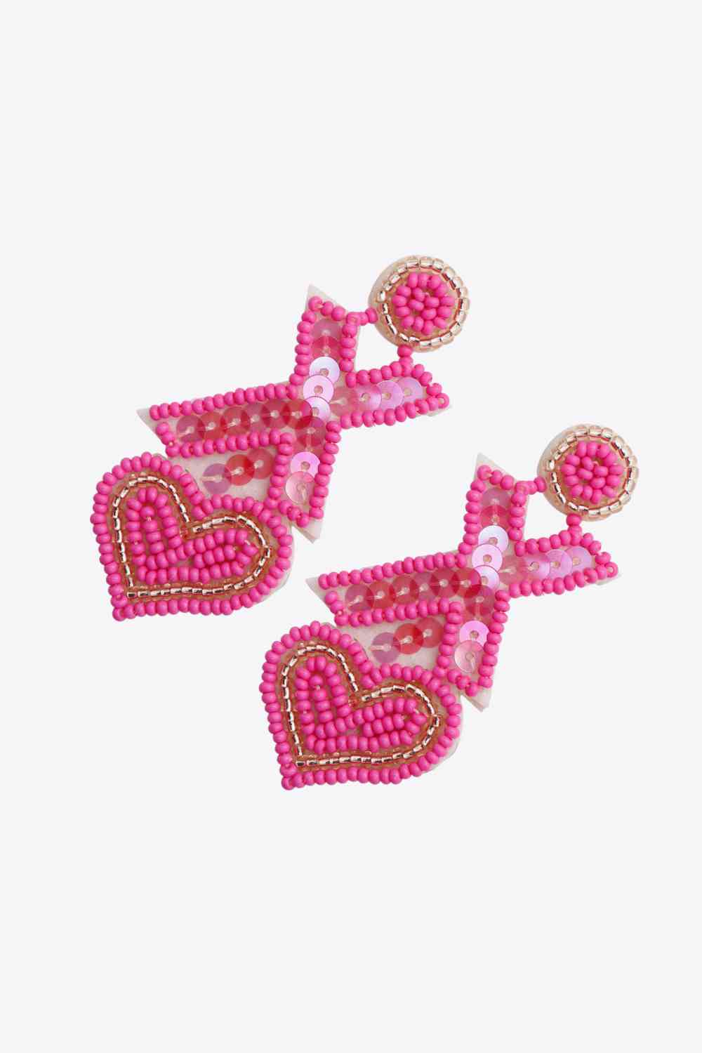 Random 2-Pair Heart & X-Shape Bead Dangle Earrings (7499324293208)