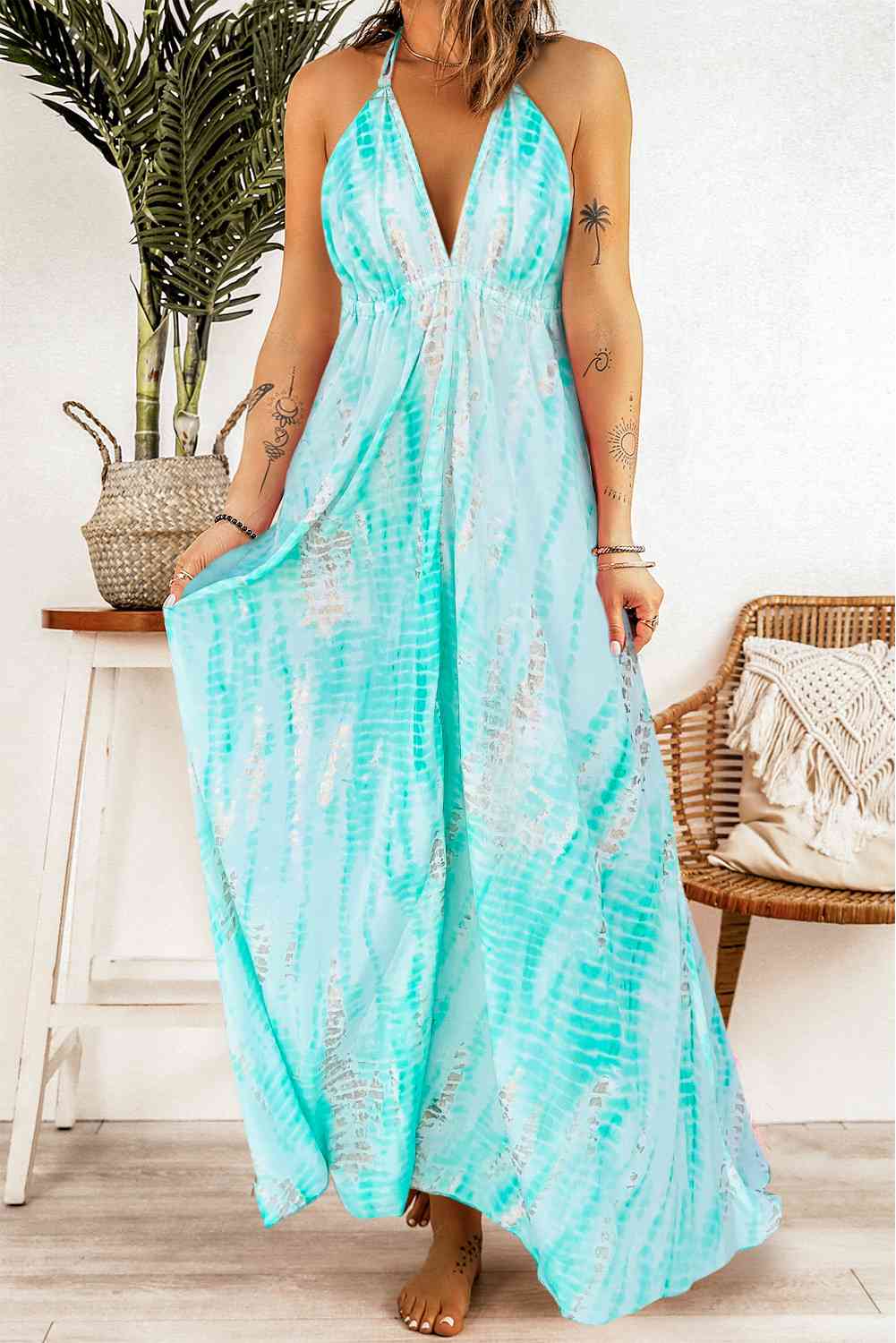 Maxi Dress - Tie-Dye Halter Neck (7515558346840)