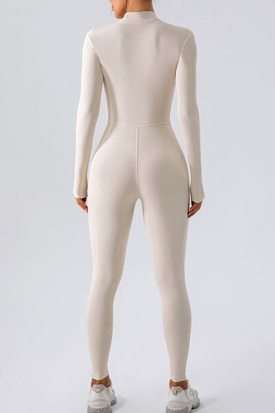 Mock Neck Half-Zip Romper Leotard